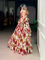 Thumbnail for Lorenvalley Fashion Multicolor Marble Floral Printed Lehenga Choli with Dupatta - Distacart