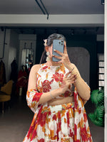 Thumbnail for Lorenvalley Fashion Multicolor Marble Floral Printed Lehenga Choli with Dupatta - Distacart