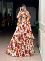 Thumbnail for Lorenvalley Fashion Multicolor Marble Floral Printed Lehenga Choli with Dupatta - Distacart
