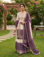 Thumbnail for Anaita White & Purple Georgette Readymade Suit with Embroidery Thread Work - Dista