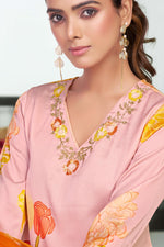 Thumbnail for BulBul Malaika Silk Pink Kurta Set with Dupatta