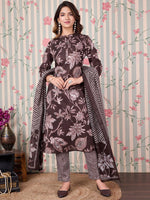 Thumbnail for Ode by House of Pataudi Floal Printed Regular Pure Cotton Kurta with Trousers & Dupatta - Distacart