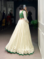 Thumbnail for Lorenvalley Fashion Off White Vichitra Silk Lace Touch Up Lehenga Choli