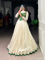 Thumbnail for Lorenvalley Fashion Off White Vichitra Silk Lace Touch Up Lehenga Choli