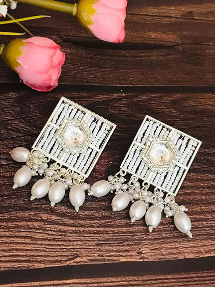 Tehzeeb Creations New Stylish Earrings For Women & Girls Pearl Alloy Hoop Earring, Stud Earring - Distacart