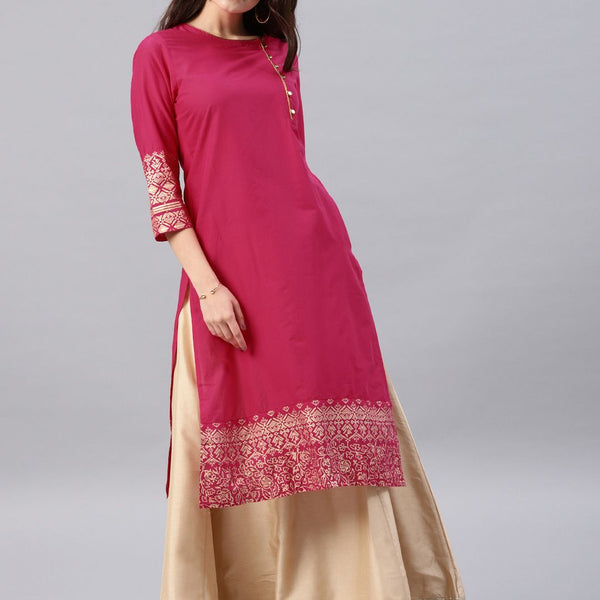 Vishudh Women Pink Solid Straight Kurta - Distacart