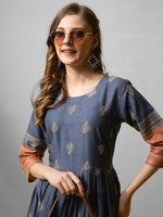 Thumbnail for Malishka Women's Denim Blue Rayon Fully Stiched Rayon Anarkali Gown - Denim Blue - Distacart