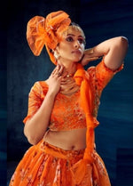 Thumbnail for Anaita Orange Organza Lehenga Choli With Sequence & Thread Work - Distacart