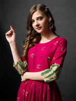 Thumbnail for Pink Rayon Anarkali Kurta - Hiral Fashion - Distacart