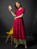 Thumbnail for Pink Rayon Anarkali Kurta - Hiral Fashion - Distacart