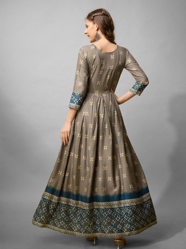 Grey Cotton Anarkali Kurta - Hiral Fashion - Distacart