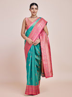 Thumbnail for Monjolika Fashion Glamour And Tradition With This Zari Woven Banarasi Tissue Silk Turquoise Saree - Distacart