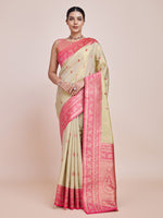 Thumbnail for Monjolika Fashion Glamour And Tradition With This Zari Woven Banarasi Tissue Silk Cream Saree
