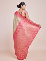 Thumbnail for Monjolika Fashion Glamour And Tradition With This Zari Woven Banarasi Tissue Silk Cream Saree