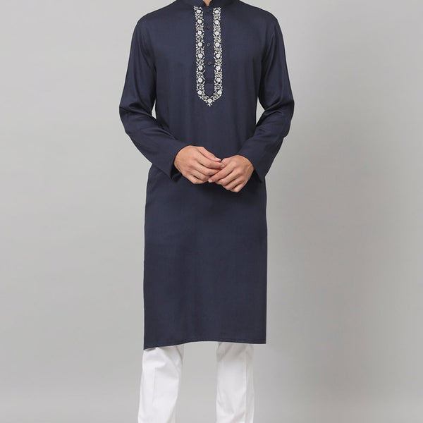 Neckline Embroidered Cotton Kurta by Hilo Design - Distacart