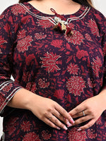 Thumbnail for Swasti Plus Size Women Maroon Floral Printed Floral Kurta