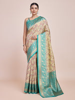 Thumbnail for Monjolika Fashion Cream Banarasi Tissue Silk SareeWith Zari Woven Work - Distacart