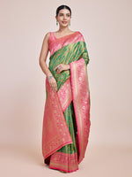 Thumbnail for Monjolika Fashion Green Banarasi Tissue Silk SareeWith Zari Woven Work - Distacart