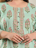 Thumbnail for Swasti Women Plus Size Green Floral Printed Floral Kurta - Distacart