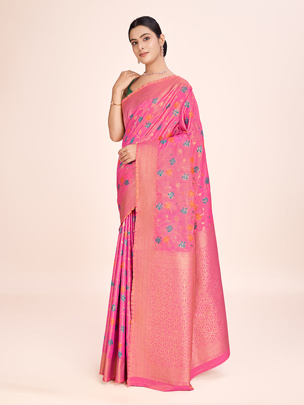 Monjolika Fashion Exquisite Designs With This Regal Light Pink Rich Look Banarasi Tissue Silk Saree - Distacart