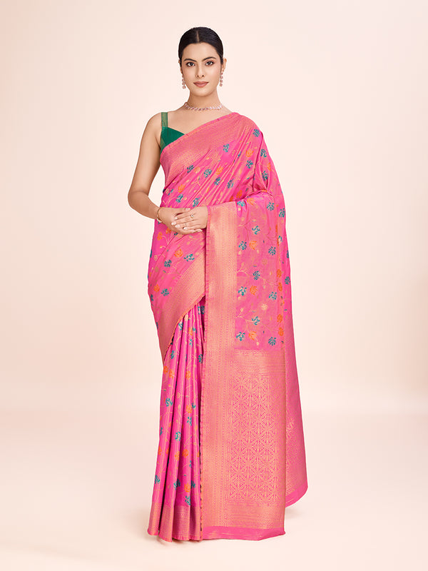 Monjolika Fashion Exquisite Designs With This Regal Light Pink Rich Look Banarasi Tissue Silk Saree - Distacart