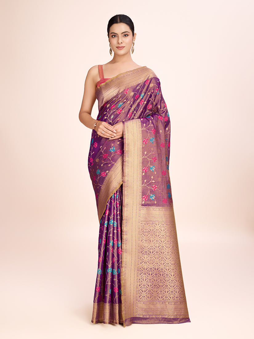Monjolika Fashion Exquisite Designs With This Regal Light Brown Rich Look Banarasi Tissue Silk Saree - Distacart