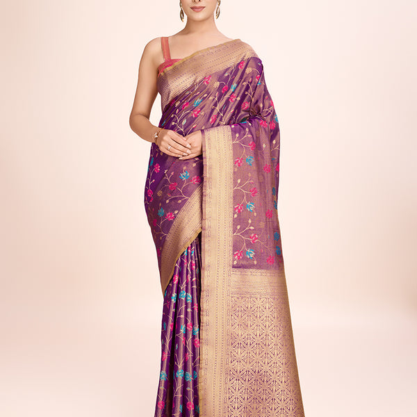 Monjolika Fashion Exquisite Designs With This Regal Light Brown Rich Look Banarasi Tissue Silk Saree - Distacart