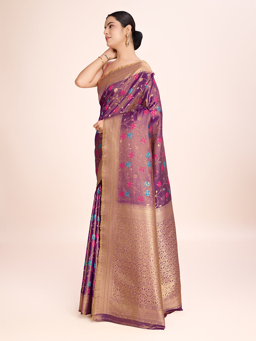 Monjolika Fashion Exquisite Designs With This Regal Light Brown Rich Look Banarasi Tissue Silk Saree - Distacart