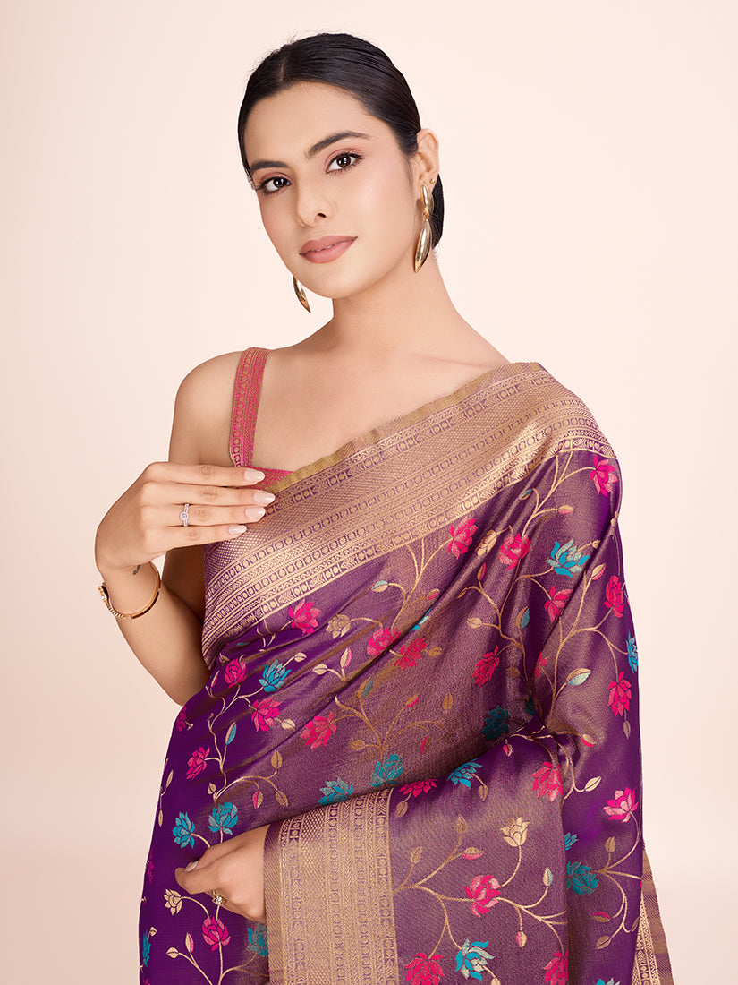 Monjolika Fashion Exquisite Designs With This Regal Light Brown Rich Look Banarasi Tissue Silk Saree - Distacart
