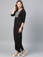 Thumbnail for AURELIA Women Black & White Embroidered Detail Maxi Dress - Distacart