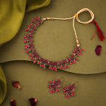 Thumbnail for Tehzeeb Creations Gold Polish Pack of 1 Gold-Polished Choker Necklace Set With Earring For Women & Girls - Distacart