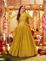 Thumbnail for Anaita Yellow Georgette Lehenga Choli With Sequence & Thread Work - Distacart