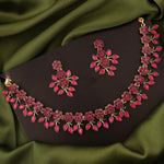 Thumbnail for Tehzeeb Creations Gold Polish Pack of 1 Gold-Polished Choker Necklace Set With Earring For Women & Girls - Distacart