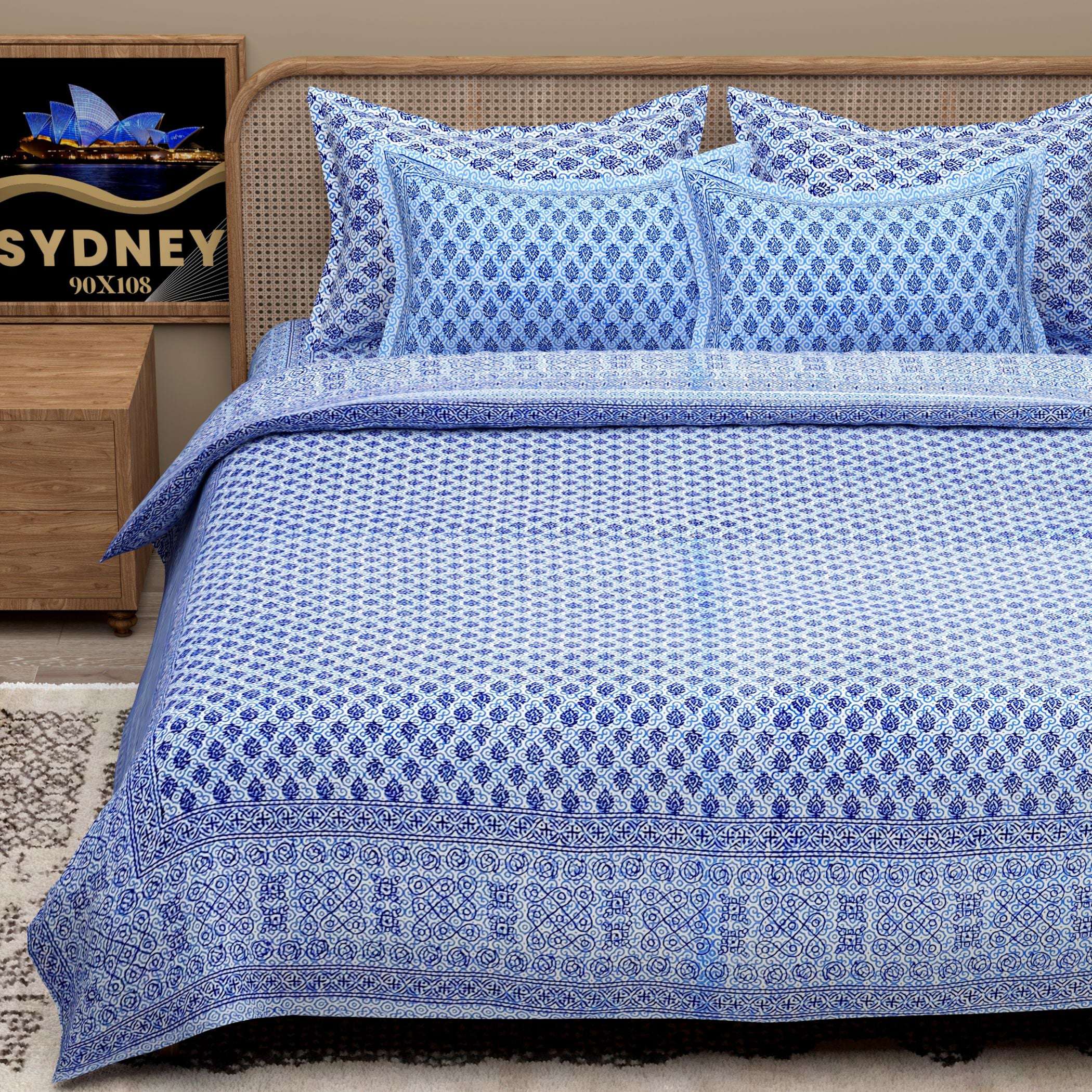 Pink Ethnic Motifs Cotton 200TC King Bedsheet With 2 Zipper Pillow Covers - King Size by House of Ree - Distacart