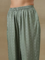 Thumbnail for trueBrowns Light Green Bandhani Printed Silk Yoke Kurta Pant Set - Distacart