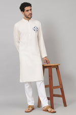 Thumbnail for Motif Embroidered Cotton Kurta by Hilo Design