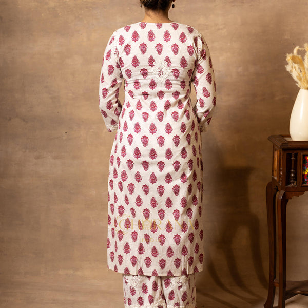 Gharana India Cotton Coord Floral Printed Kurta With Palazzo Set