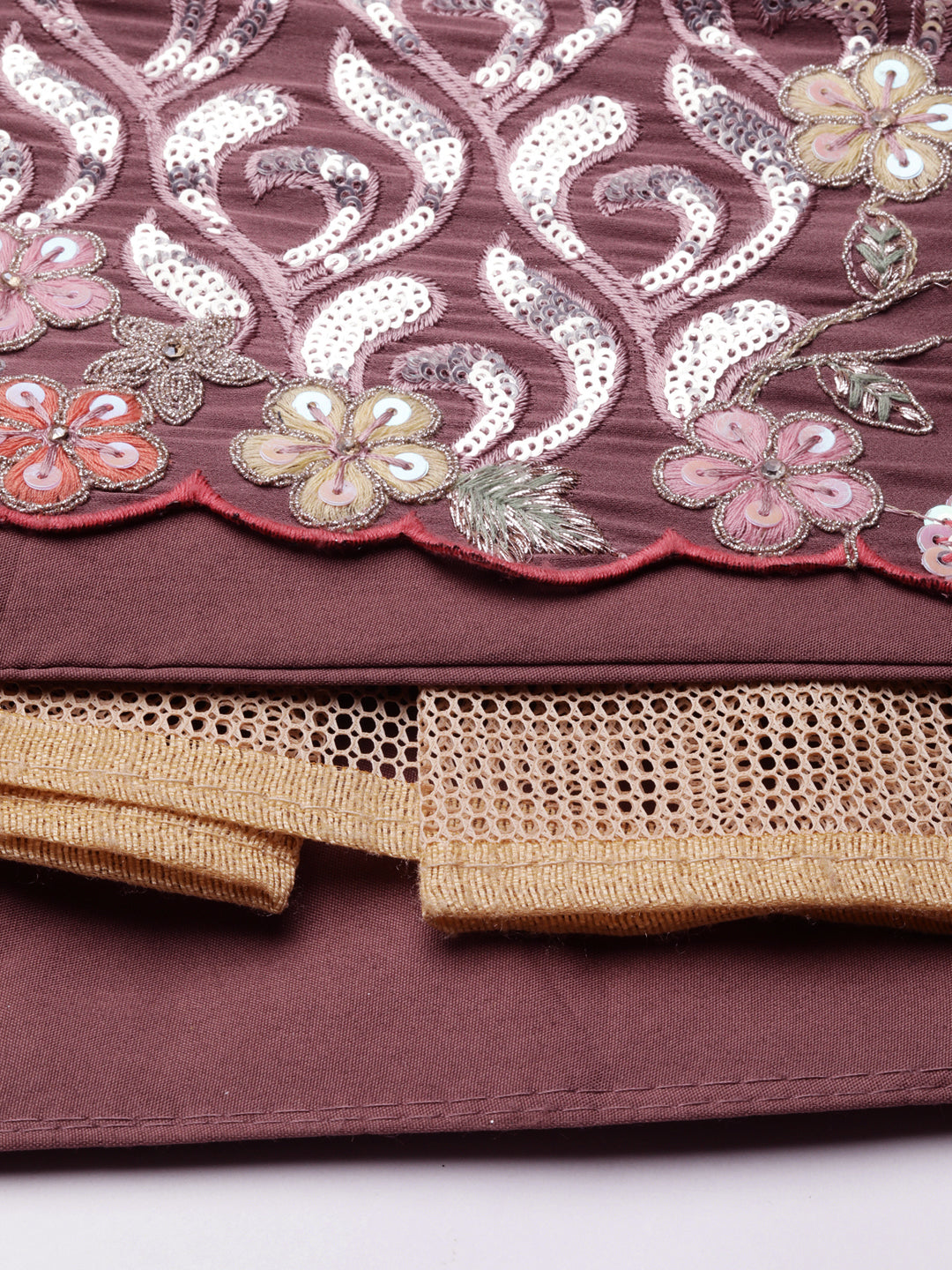 House of Panchhi Rose Gold Chinon Sequins Embroidery Lehenga Choli & Dupatta - Distacart