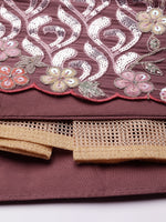 Thumbnail for House of Panchhi Rose Gold Chinon Sequins Embroidery Lehenga Choli & Dupatta - Distacart