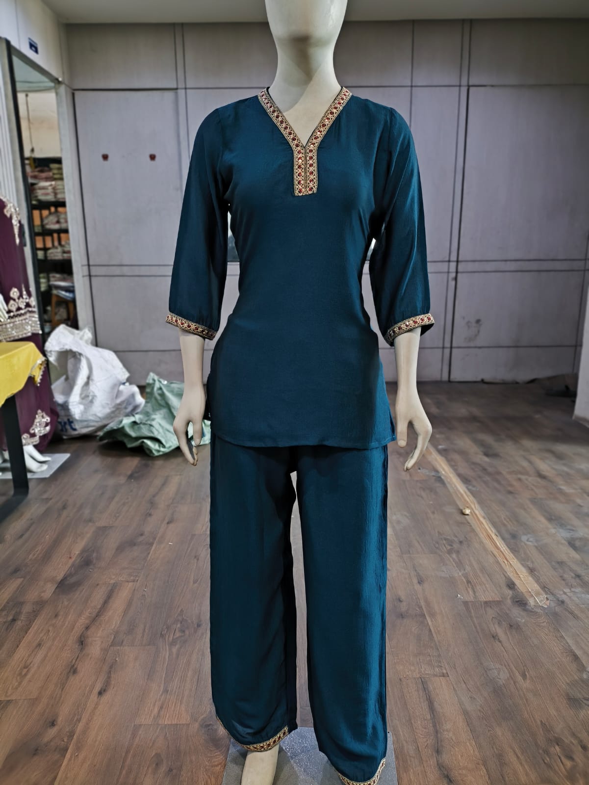 Anaita Teal Stylish Readymade Co-Ords Set - Dista
