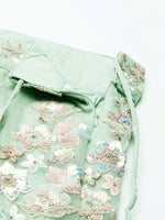 Thumbnail for House of Panchhi Lime Green Net Sequins with heavy Zarkan embroidery Lehenga choli & Dupatta - Distacart