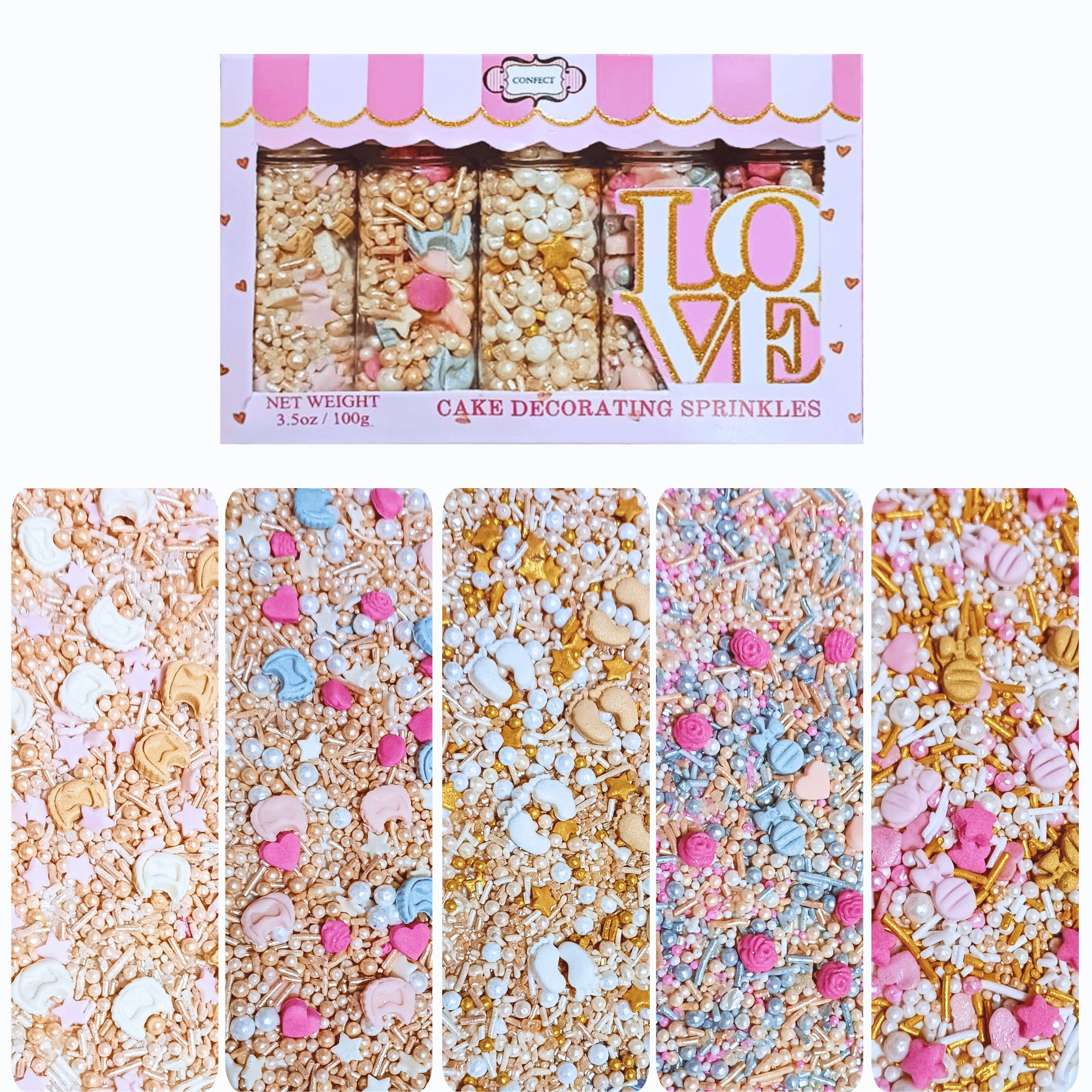confect girls baby shower sprinkles mix heart teddy baby feed bottle baby feet sprinkles pack of 5 baby shower 19