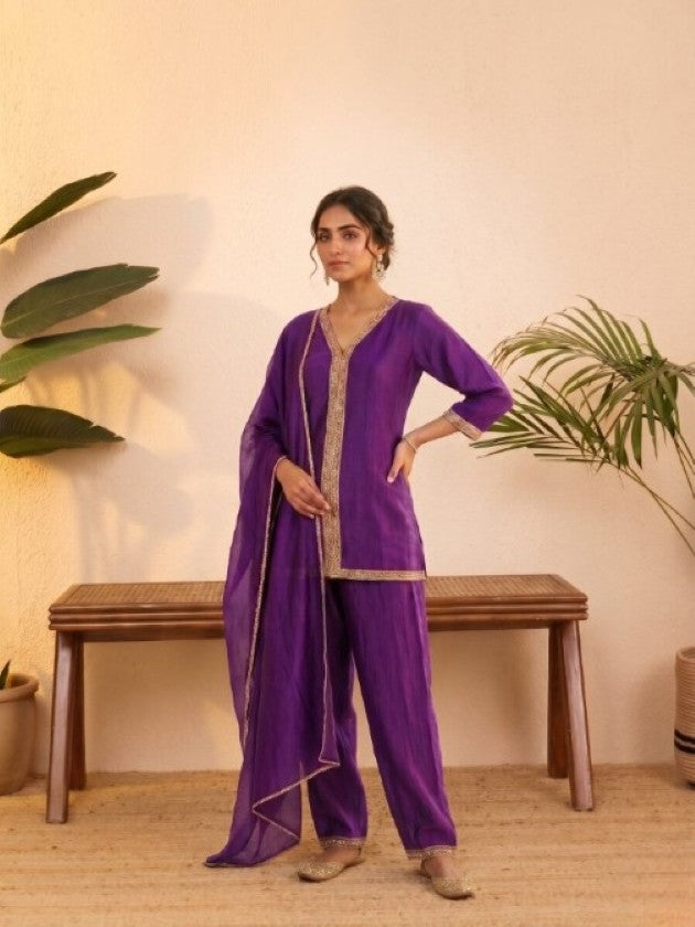 Anaita Purple Stylish Readymade Co-Ords Set - Dista
