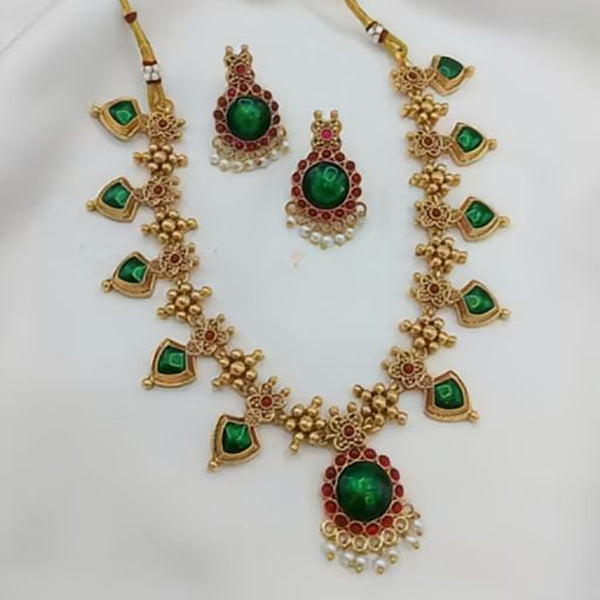 Jewel City Traditional Gold-Plated Temple Jewelry Necklace Set with Matching Earrings, Handcrafted Ethnic Bridal Party Wear - Distacart
