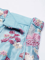 Thumbnail for House of Panchhi Turquoise Blue Organza Sequins And Zarkan Embroidery Lehenga Choli & Dupatta - Distacart