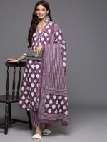 Thumbnail for Varanga Women Floral Printed Straight Kurta With Tonal Printed Bottom And Dupatta - Distacart