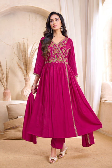 Anaita Pink Anarkali Readymade Suit with Embroidery Work - Dista