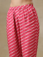 Thumbnail for trueBrowns Pink Bandhani Printed Silk Anarkali Kurta Pant Dupatta Set - Distacart