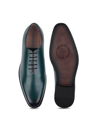 Thumbnail for LOUIS STITCH Men Seaweed Green Formal Wholecut Lace-Up Derby Shoes
