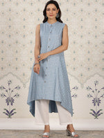 Thumbnail for Ode by House of Pataudi Ethnic Motifs Printed Mandrain collar A-Line Kurta - Distacart